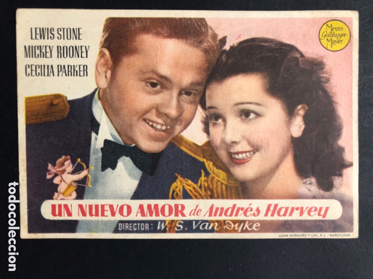 Kino: Programa MGM un nuevo amor de andres harvey mickey rooney con publicidad cine coliseum Granollers