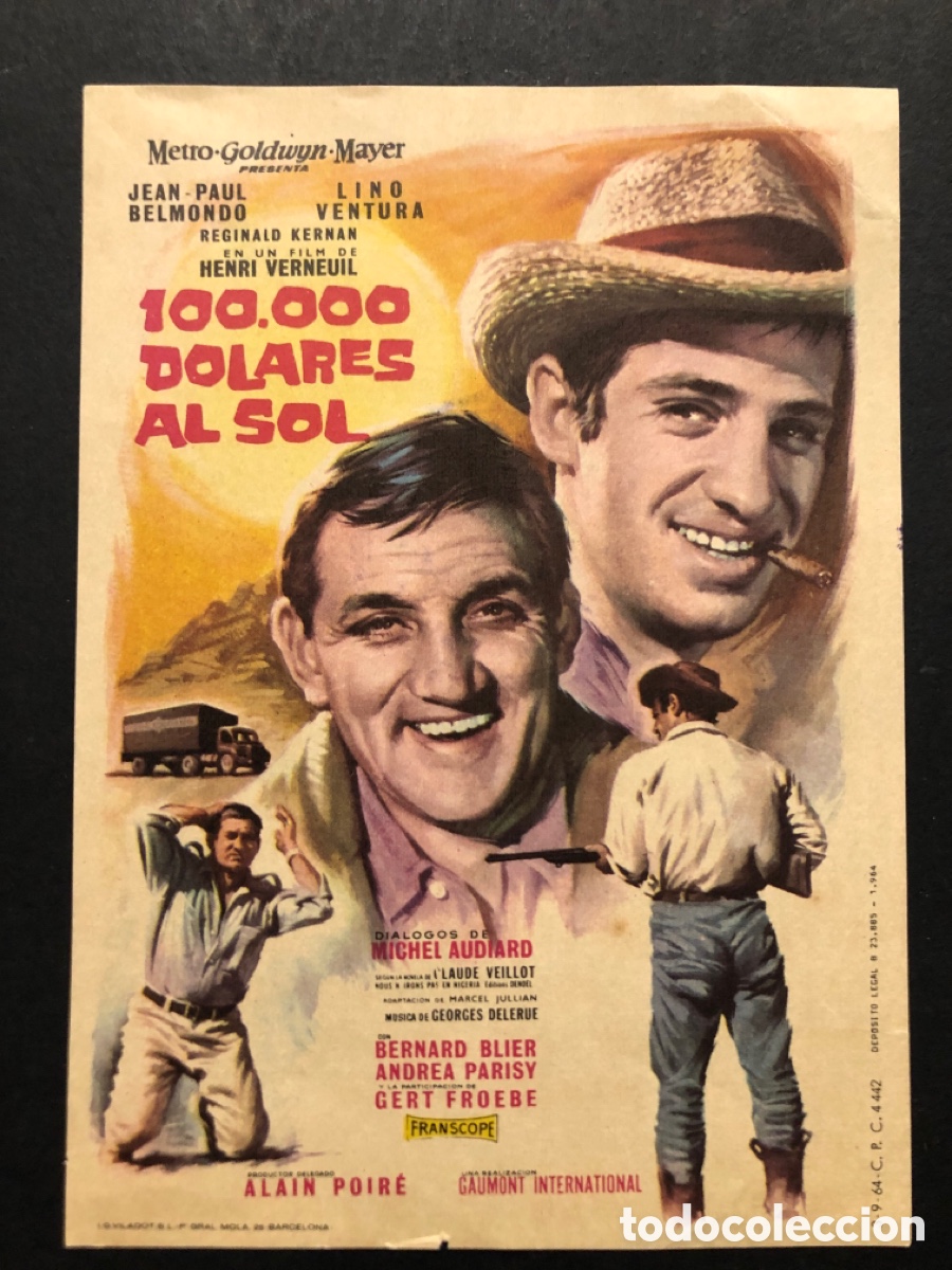 Kino: Programa MGM 100.000 d&oacute;lares al sol jean paul belmondo con publicidad cine condal villarreal