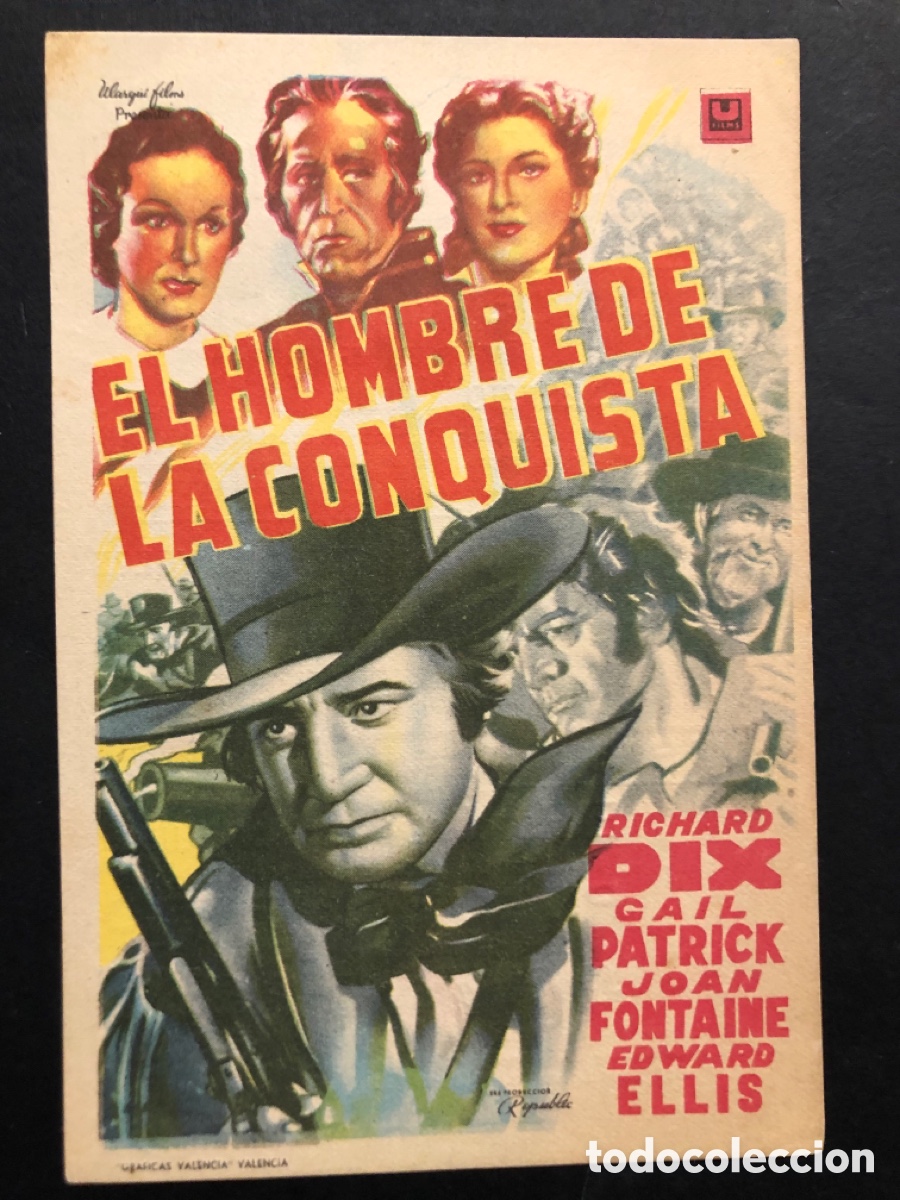 Kino: Programa el hombre de la conquista Richard Dix joan fontaine con publicidad cine marina valencia A7