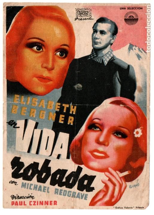 Cinema: VIDA ROBADA - ELISABETH BERGNER, MICHAEL REDGRAVE - DIRECTOR PAUL CZINNER - CINES BOHEMIO Y GALILEO