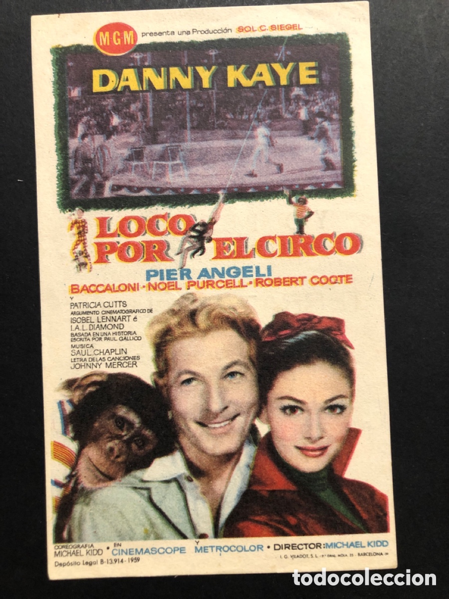 Kino: Programa MGM loco por el circo danny kaye pier angeli con publicidad cine terraza y capitol malaga