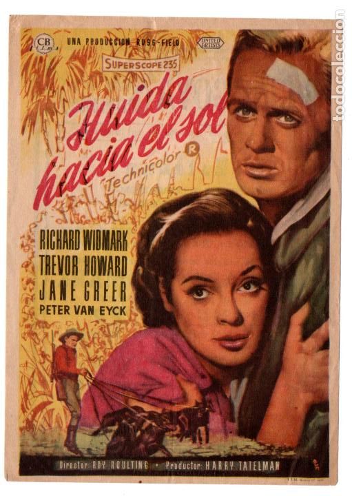 Cine: HUIDA HACIA EL SOL - RICHARD WIDMARK, TREBOR HOWARD, JANE GREER - ROY ROULTING - CINE GOYA