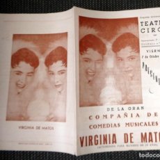 Cine: PROGRAMA MANO PASQUIN ANTIGUO AÑO 1955. TEATRO CIRCO. VIRGINA DE MATOS. COMPAÑIA COMEDIAS MUSICALES