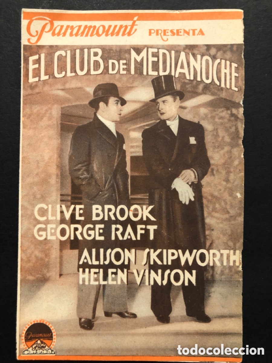 Kino: Programa paramount el club de medianoche clive brook con publicidad cine Gades cadiz A7