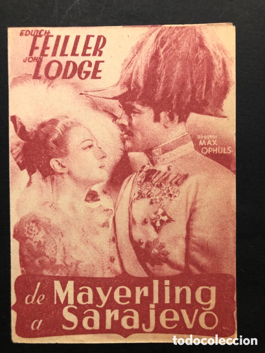 Folhetos de m&atilde;o de filmes antigos de cinema: Programa de mayerling a Sarajevo edutch feiller con publicidad casino de la colonia de borgo&ntilde;a A7