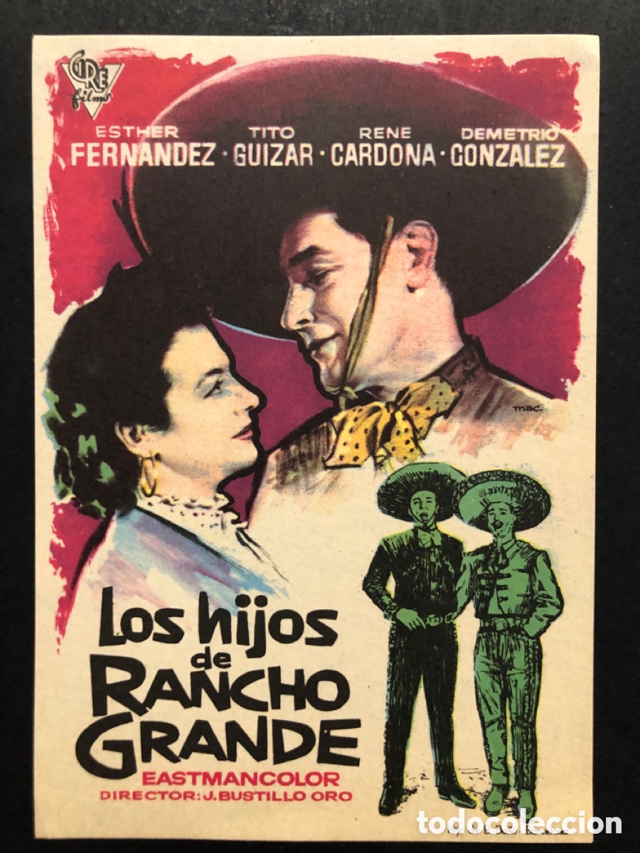 Folhetos de m&atilde;o de filmes antigos de cinema: Programa los hijos de rancho grande Esther Fernandez A7