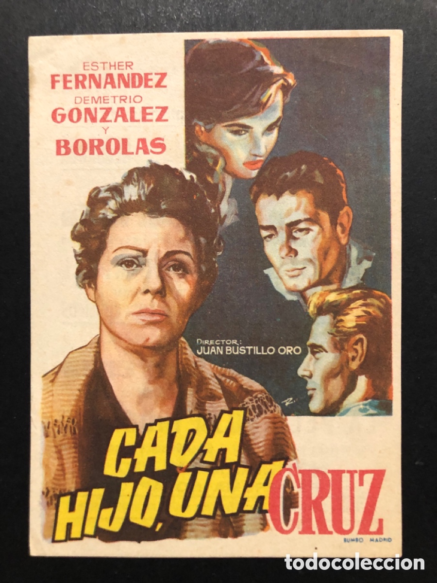 Folhetos de m&atilde;o de filmes antigos de cinema: Programa cada hijo una cruz esther Fernandez con publicidad cines de sans A7