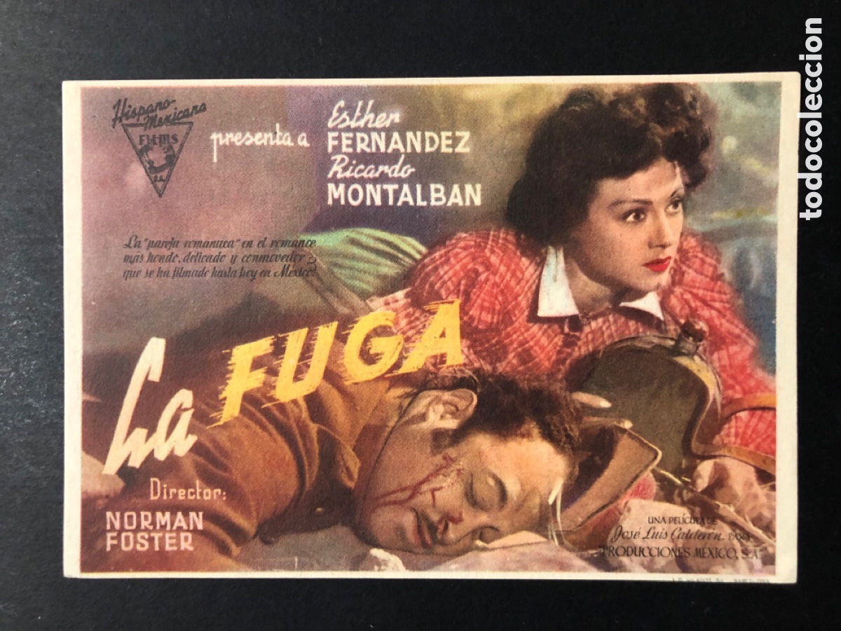Folhetos de m&atilde;o de filmes antigos de cinema: Programa la fuga esther Fernandez con publicidad cine mi jard&iacute;n Ondara A7