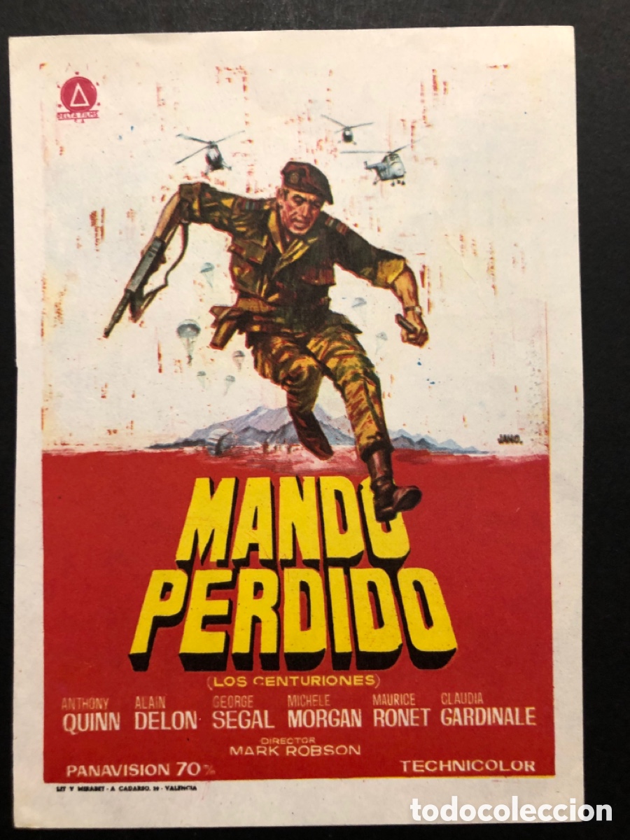 Folhetos de m&atilde;o de filmes antigos de cinema: Programa mando perdido anthony Quinn A7