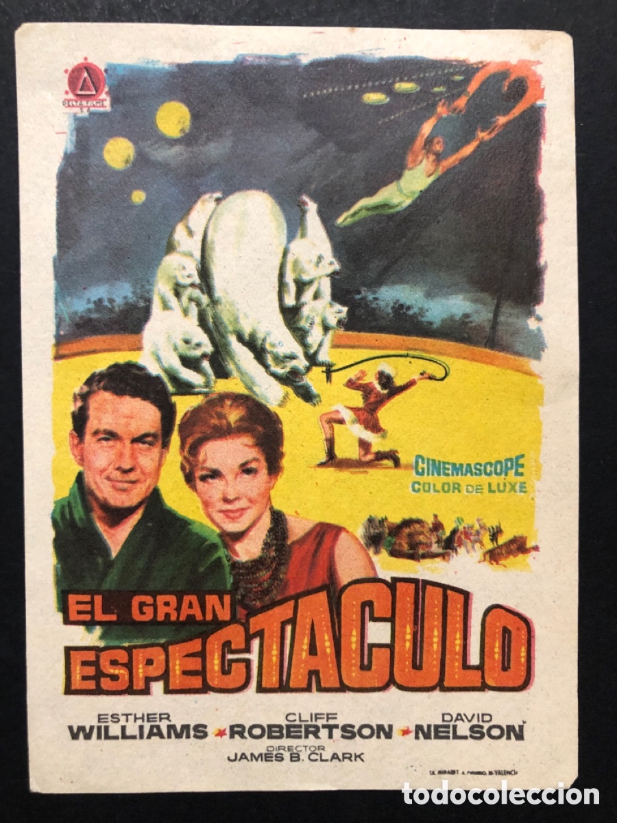Folhetos de m&atilde;o de filmes antigos de cinema: Programa el gran espect&aacute;culo Esther williams con publicidad cine Nules A7