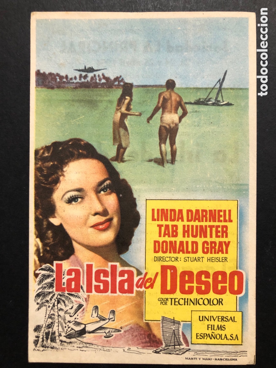 Folhetos de m&atilde;o de filmes antigos de cinema: Programa la isla del deseo linda darnell con publicidad sociedad la principal A7
