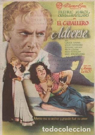 Folhetos de m&atilde;o de filmes antigos de cinema: PROGRAMA DE CINE: EL CABALLERO ADVERSE PC-7459