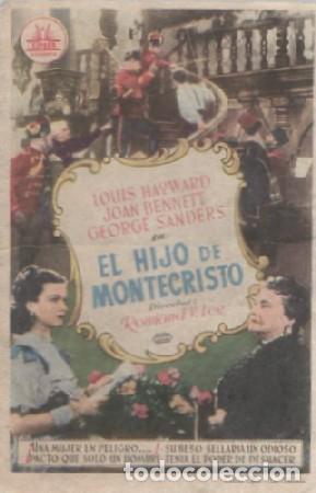 Folhetos de m&atilde;o de filmes antigos de cinema: PROGRAMA DE CINE: EL HIJO DE MONTECRISTO PC-7470