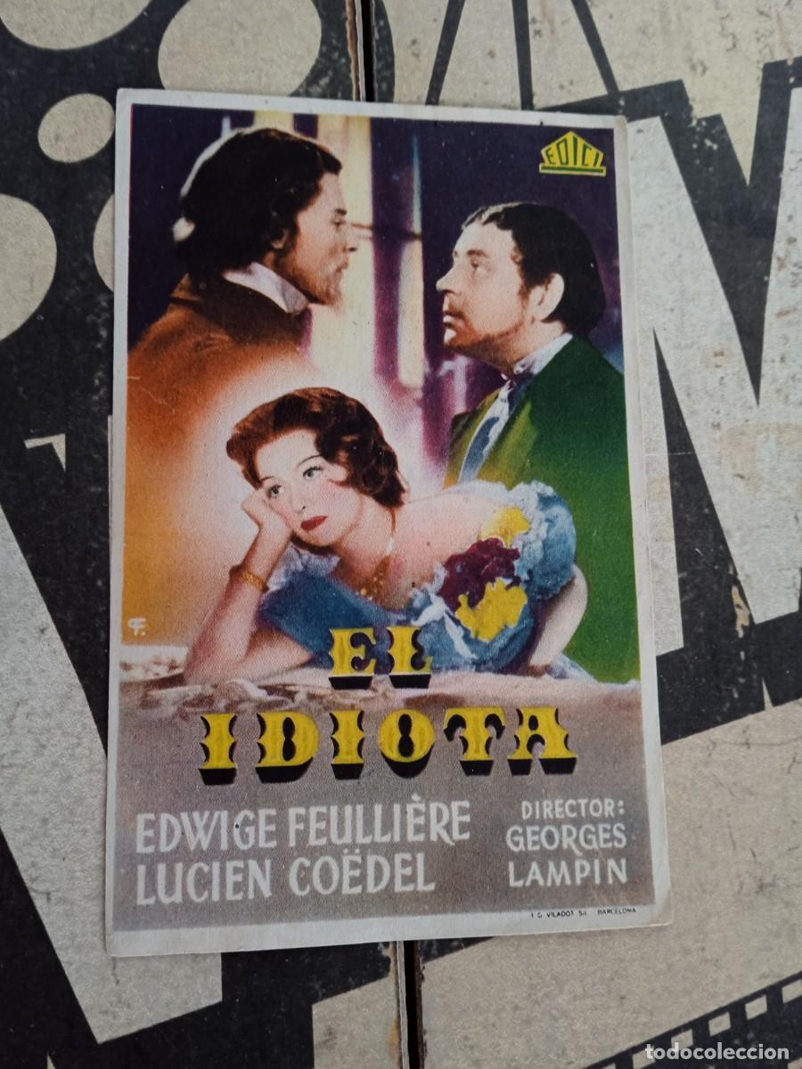 Folhetos de m&atilde;o de filmes antigos de cinema: El idiota con publicidad Cines Municipal C&aacute;diz