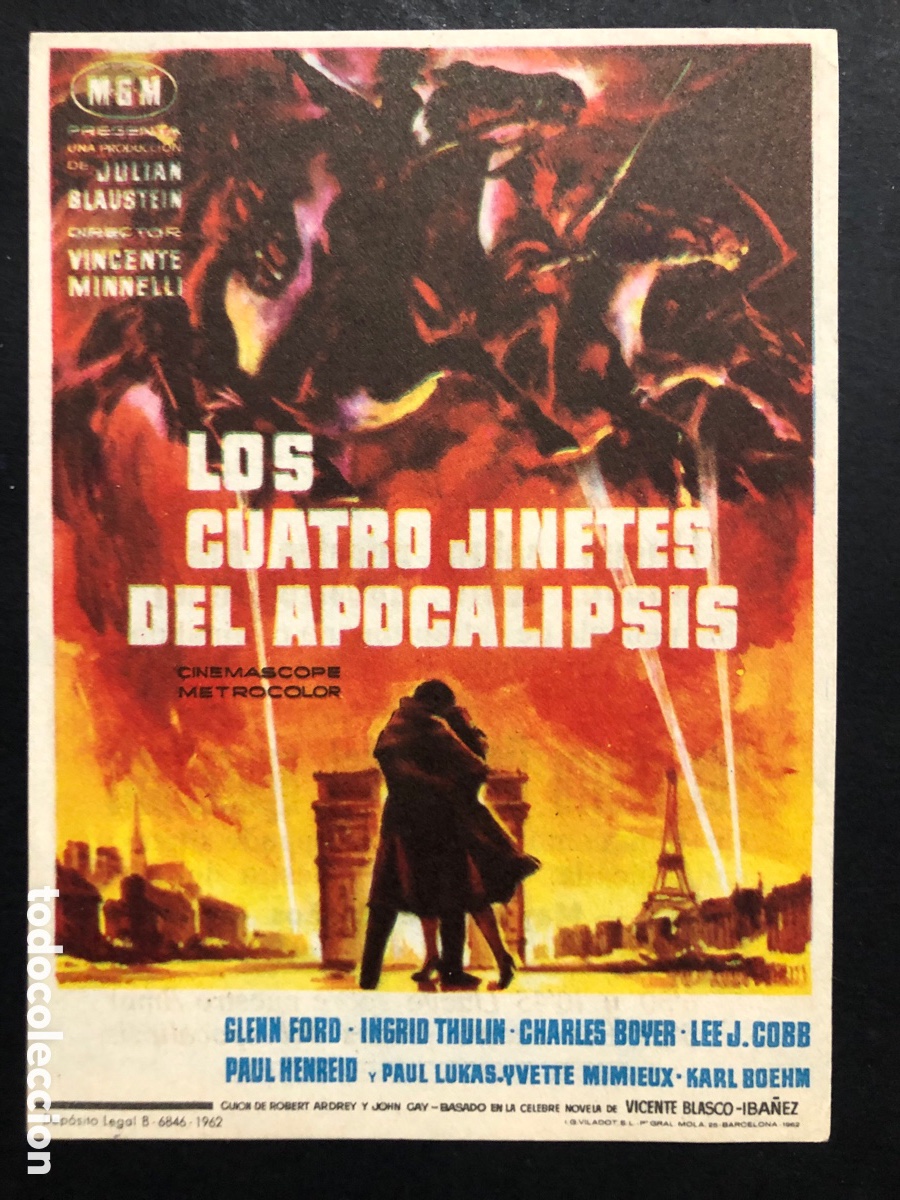 Kino: Programa los cuatro jinetes del Apocalipsis Glenn ford con publicidad cine lepanto puertollano A7
