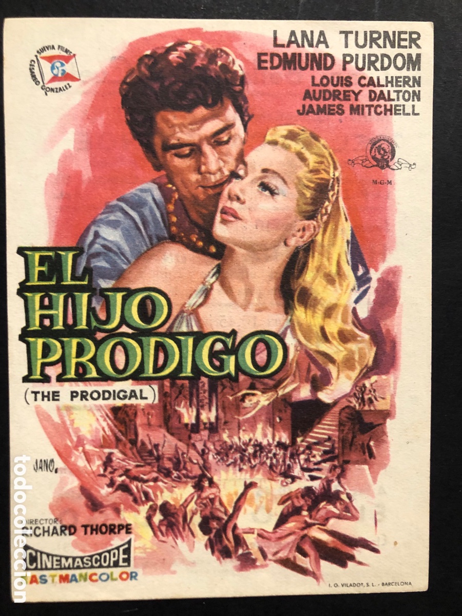Kino: Programa el hijo pr&oacute;digo lana turner con publicidad cine Bellavista cueto A7