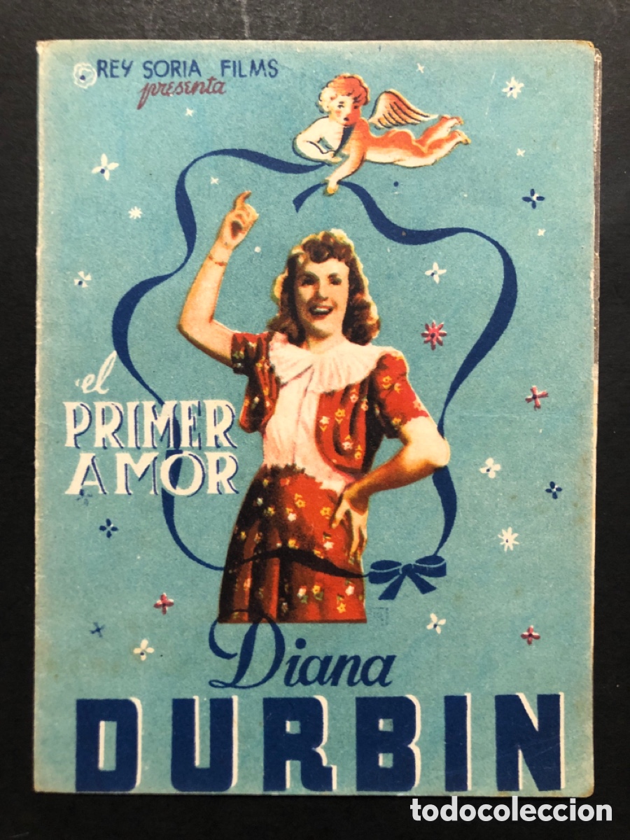Folhetos de m&atilde;o de filmes antigos de cinema: Programa el primer amor diana durbin con publicidad cine gran v&iacute;a A7