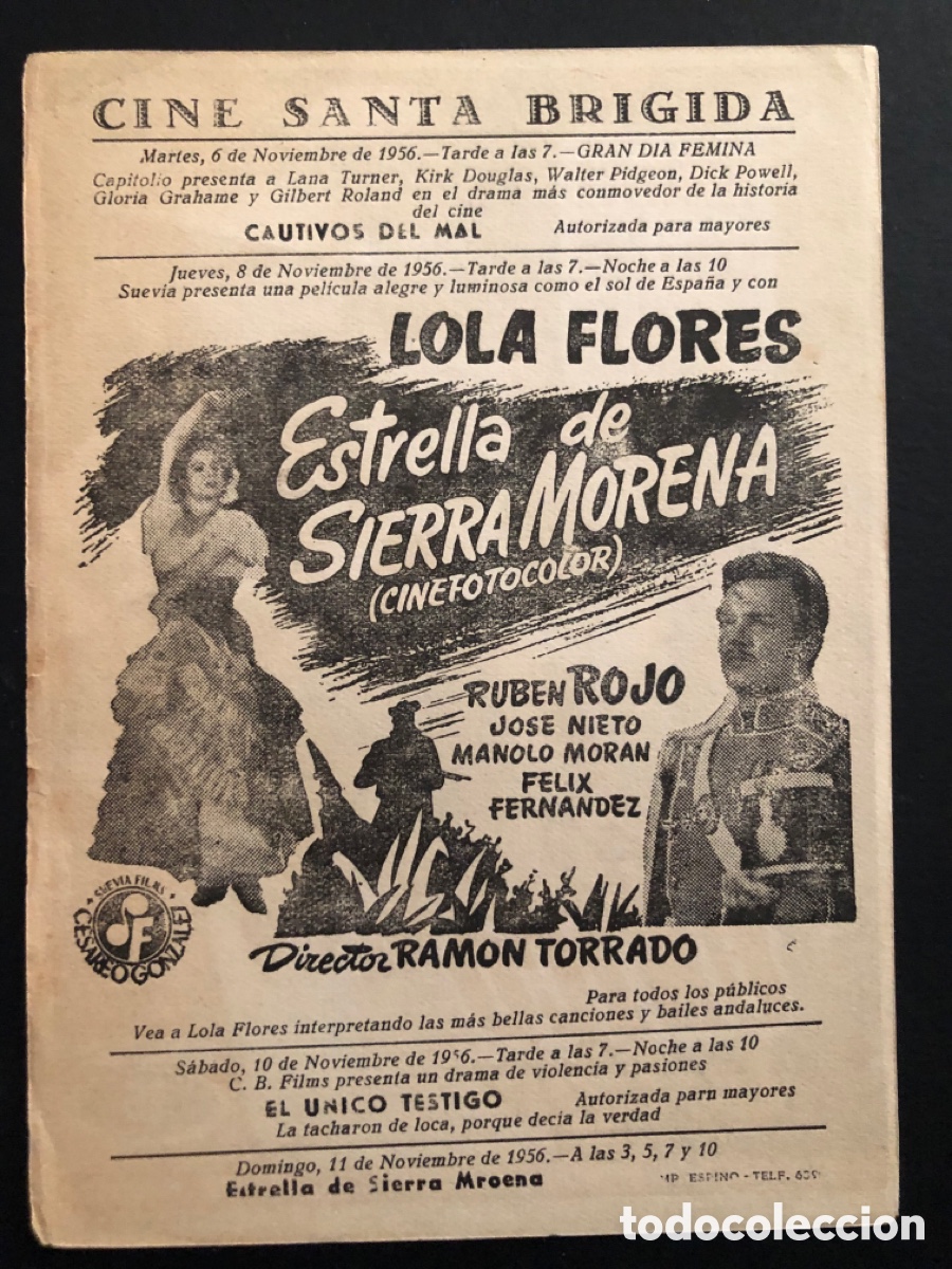 Kino: Programa el &uacute;nico testigo barbara stanwyck publicidad Lola flores Estrella cine santa Br&iacute;gida A7