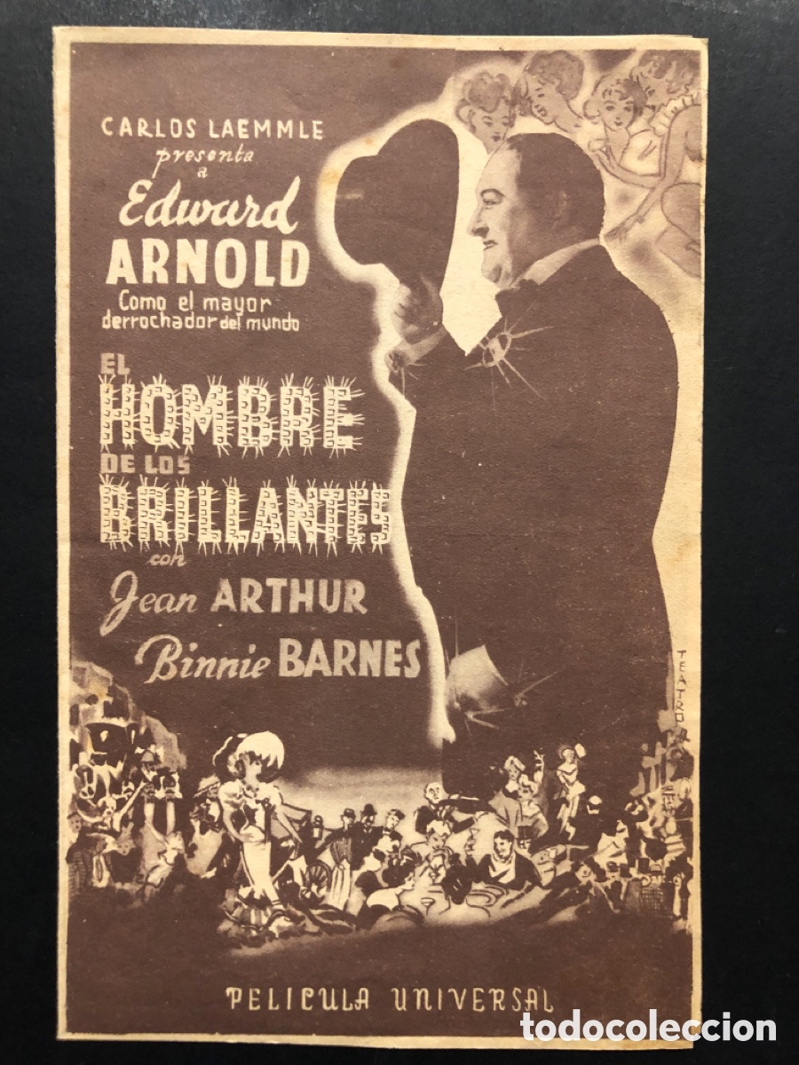 Kino: Programa el hombre de los brillantes Edward Arnold con publicidad cine odeon A7