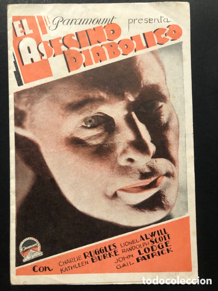 Kino: Programa el asesino diabolico Lionel Atwill con publicidad cine tazacorte la Palma A7