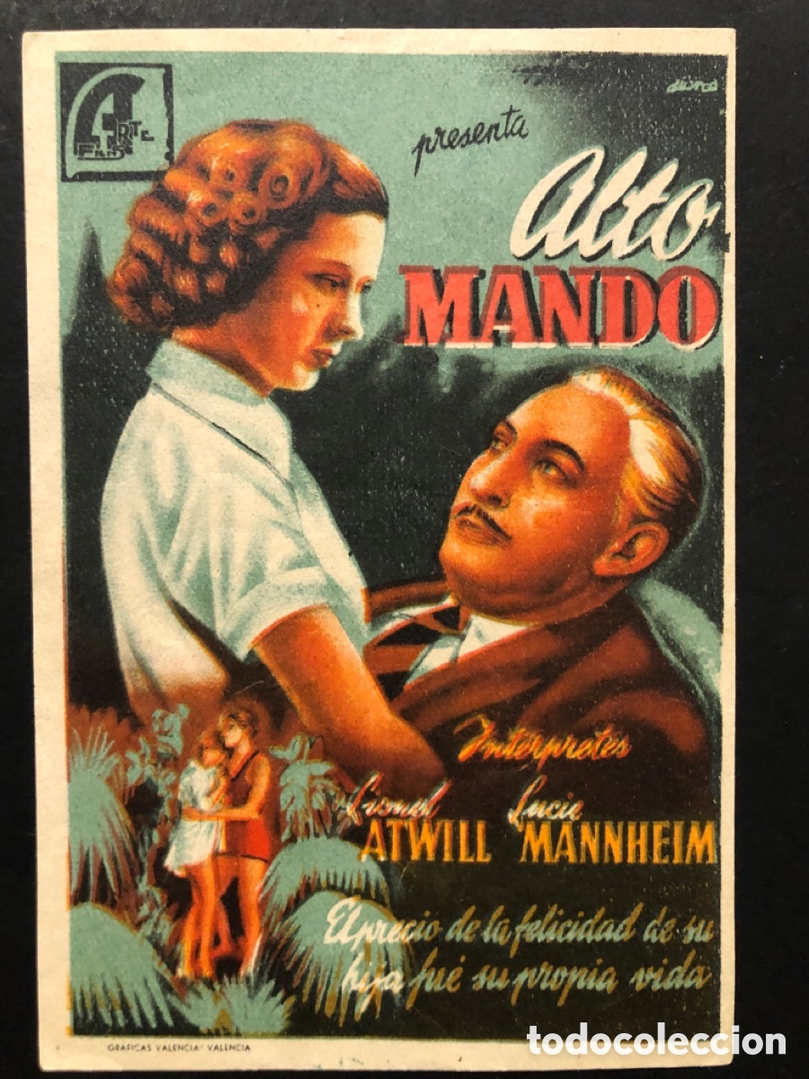 Kino: Programa alto mando Lionel Atwill con publicidad teatro Llorens A7