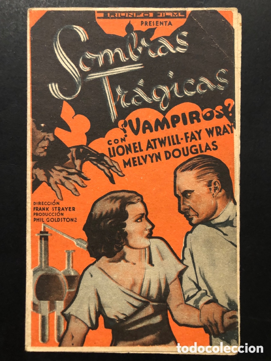 Kino: Programa sombras tr&aacute;gicas vampiros Lionel Atwill fay wray con publicidad teatro duque de rivas A7