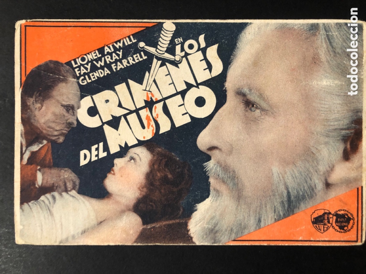 Kino: Programa los cr&iacute;menes del museo lionel Atwill fay wray con publicidad cine bel Cornella A7
