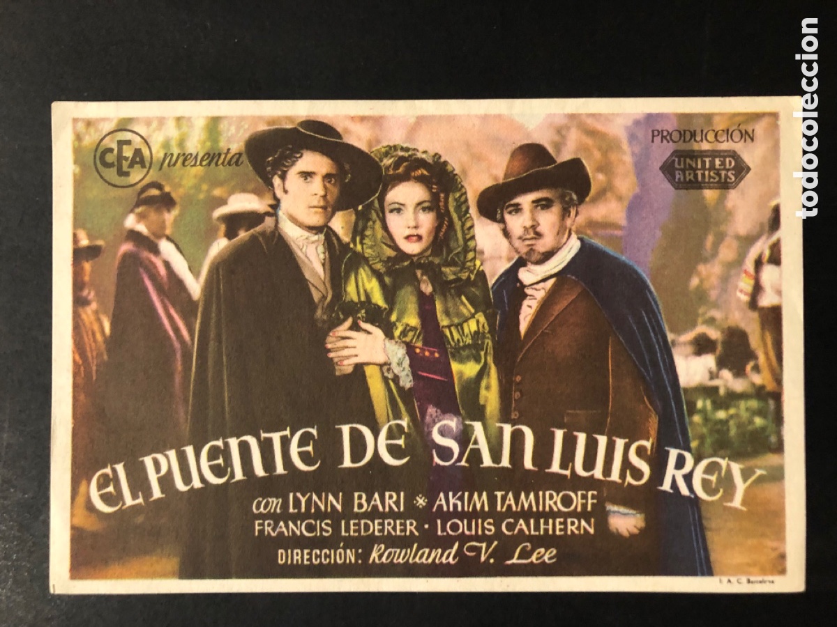 Kino: Programa El puente de san luis rey Lynn Bari con publicidad teatro principal de felanitx mallorca A7