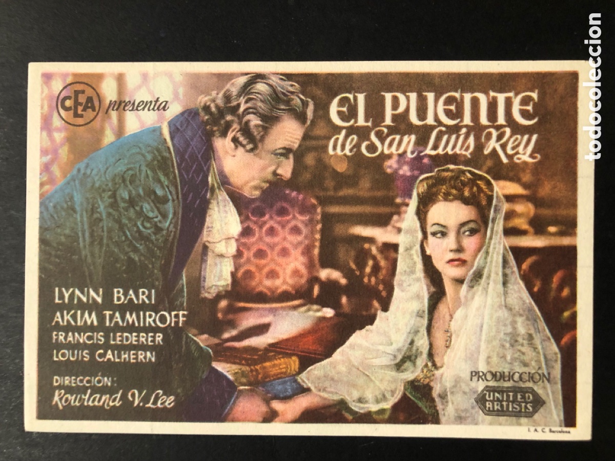 Kino: Programa El puente de san luis rey Lynn Bari con publicidad cinema goya zaragoza A7