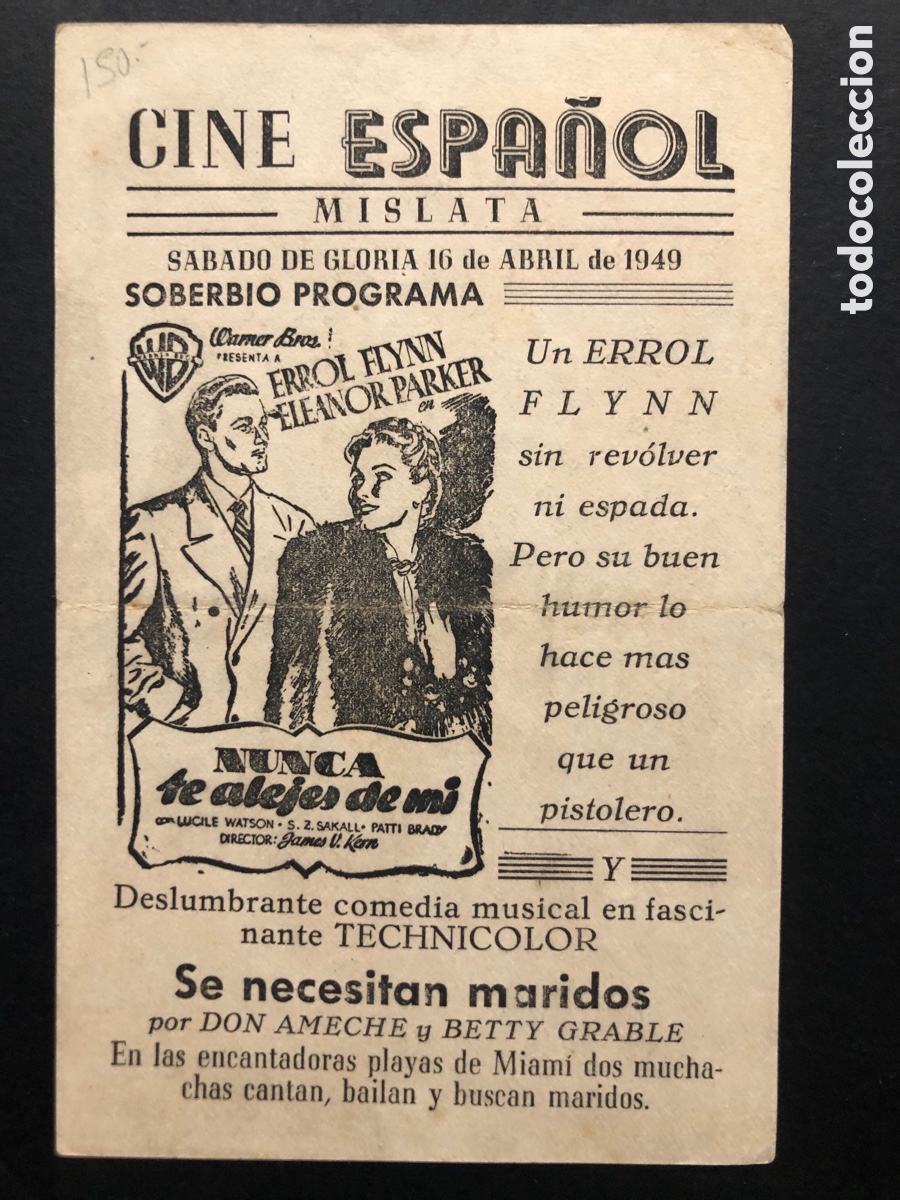 Kino: Programa se necesitan maridos don ameche con publicidad cine espa&ntilde;ol Mislata