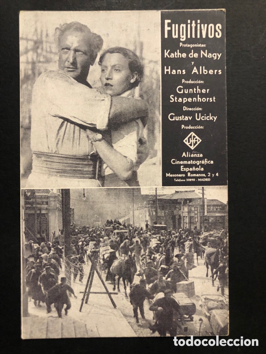 Kino: Programa tarjeta UFA Fugitivos Kate de Nagy con publicidad teatro principal Ed Tuy A7