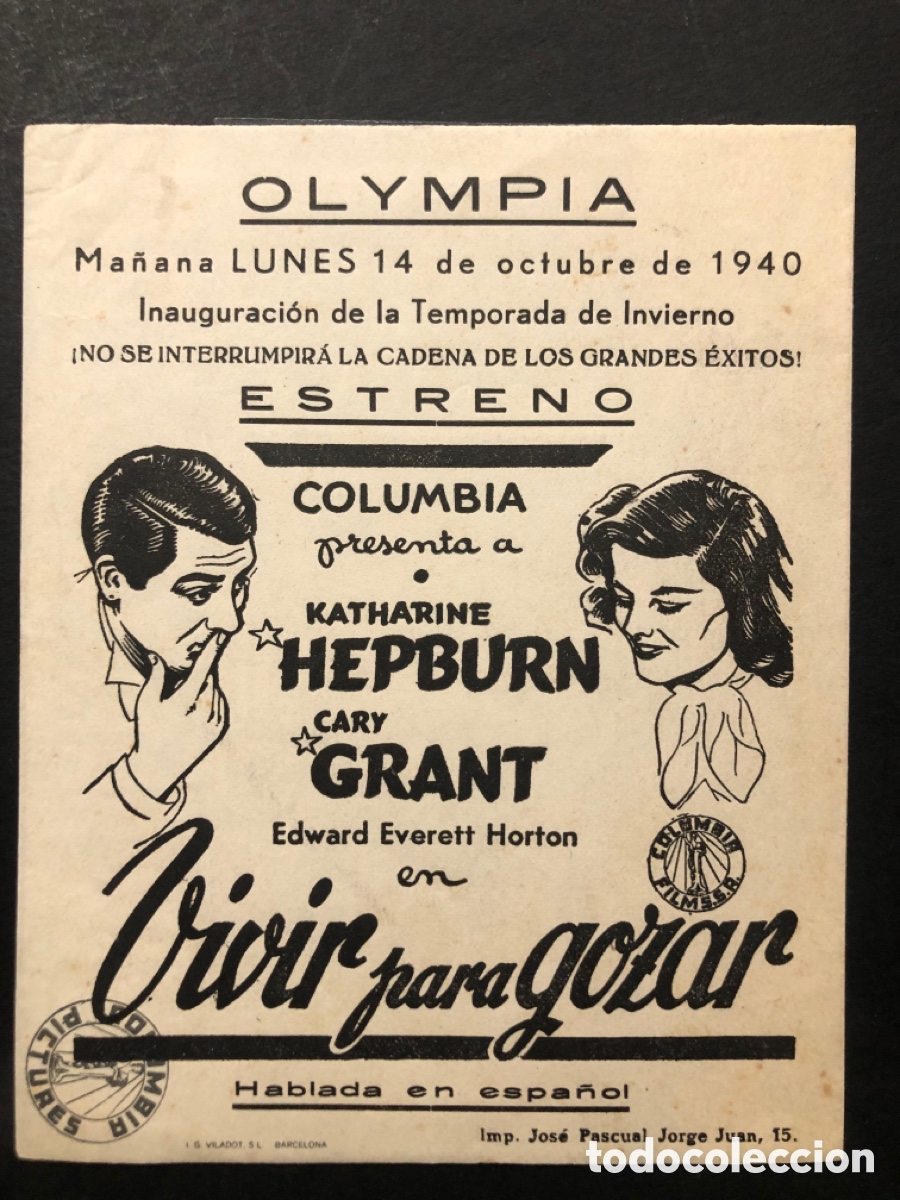 Kino: Programa vivir para gozar katherine hepburn con publicidad teatro olympia valencia A7