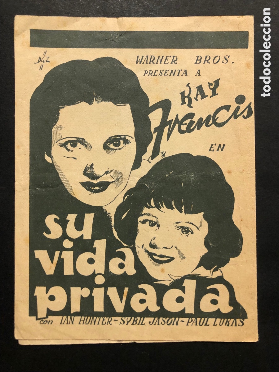Kino: Programa su vida privada Kay Francis con publicidad cine capitol valencia A7