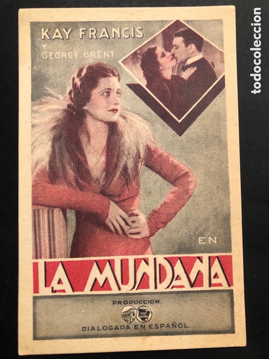 Kino: Programa tarjeta la mundana Kay Francis con publicidad teatro guimera Picarol cinema A7