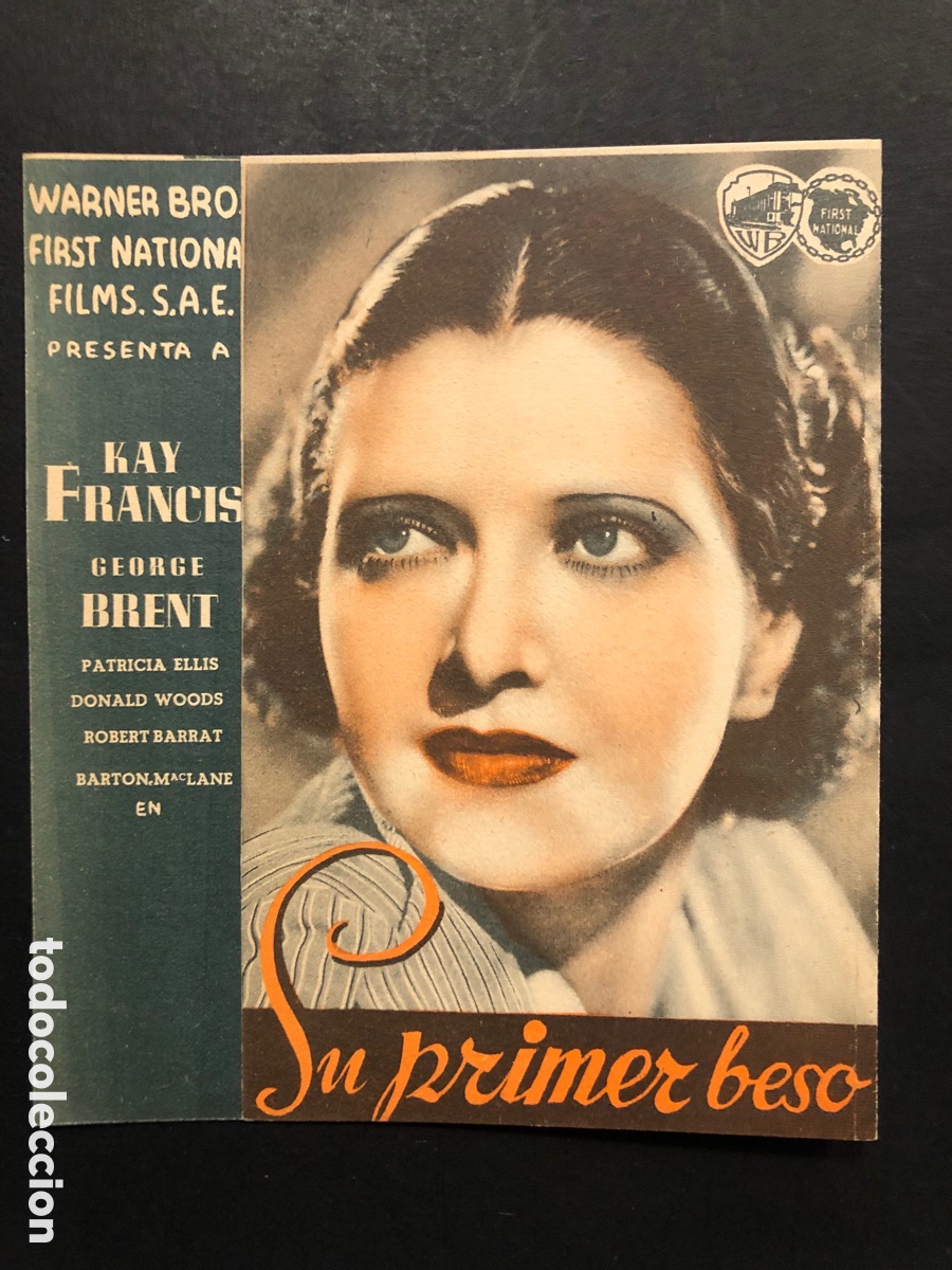 Kino: Programa Su primer beso Kay Francis con publicidad cinema Gayarre A7