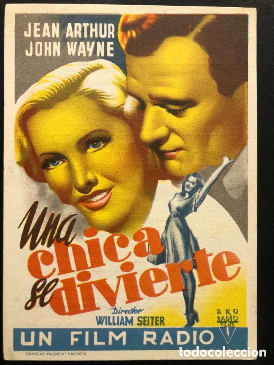 Kino: Programa una chica se divierte jean arthur john wayne con publicidad alkazar A7