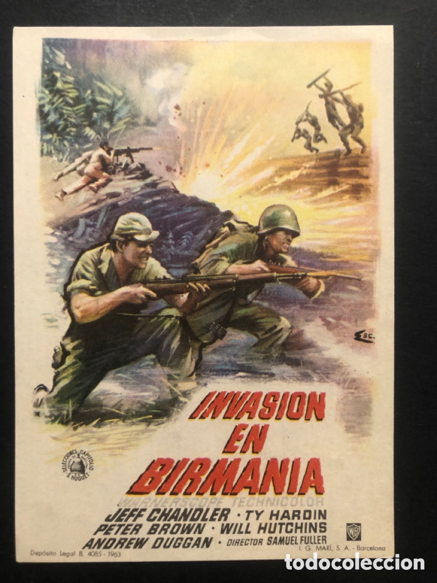 Cine: Programa invasion en birmania jeff chandler con publicidad cine coca valladolid A7