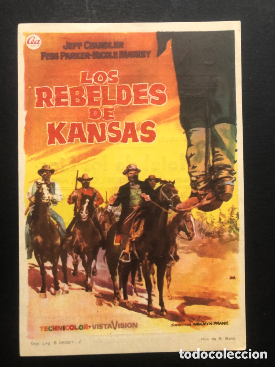 Cine: Programa los rebeldes de kansas jeff chandler con publicidad cine oloriz valencia A7