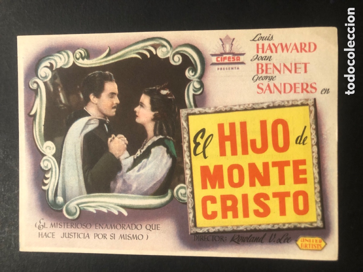 Cine: Programa el hijo de montecristo joan Bennett con publicidad cine avenida villanueva de la Serena A7