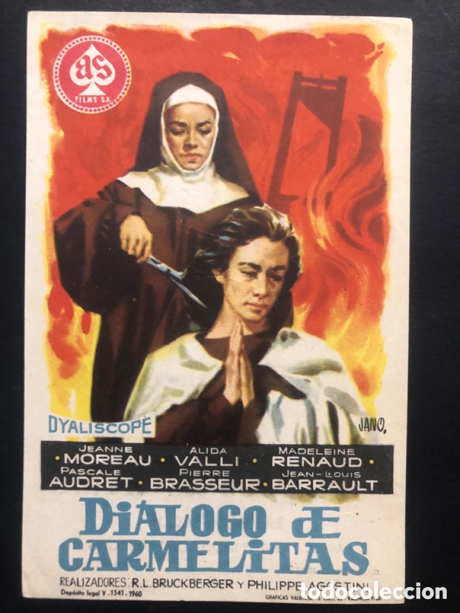 Cine: Programa di&aacute;logo de carmelitas jeanne moreau con publicidad cine trajano sevilla A7