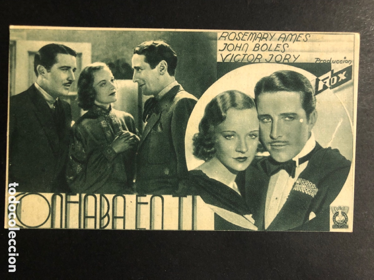 Cine: Programa tarjeta confiaba en ti john Boles con publicidad salon Giner Carlet A7
