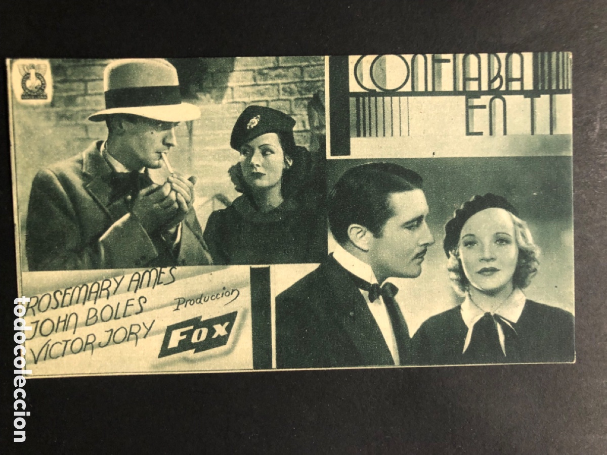 Cine: Programa tarjeta confiaba en ti john Boles con publicidad salon Giner Carlet A7
