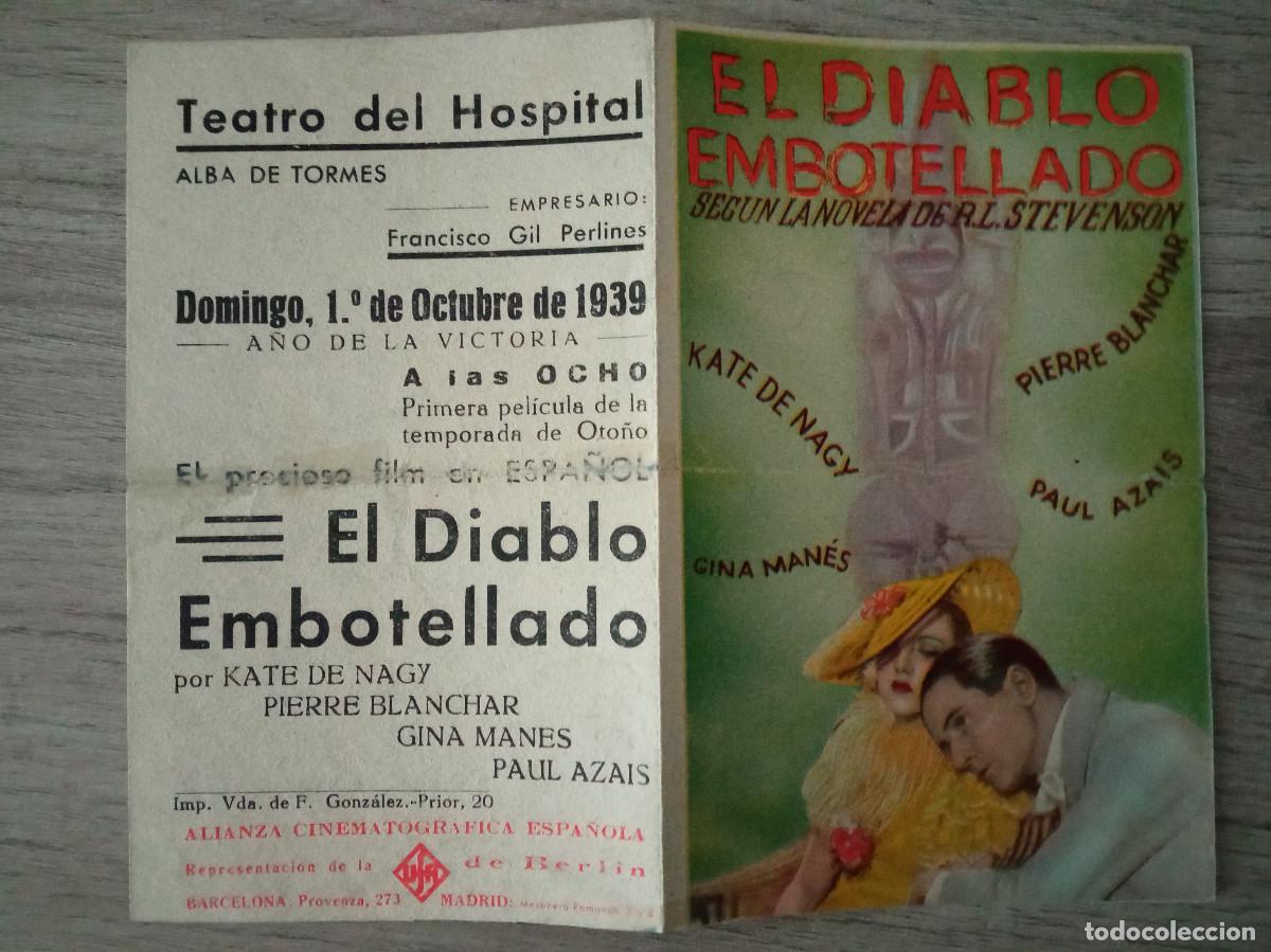 Cine: EL DIABLO EMBOTELLADO, PIERRE BLANCHAR, TEATRO DEL HOSPITAL, ALBA DE TORMES, SALAMANCA, 1939