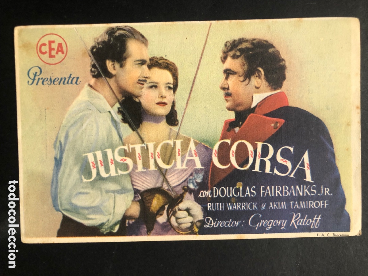 Kino: Programa douglas fairbanks justicia corsa con publicidad cine espa&ntilde;ol Mislata A7