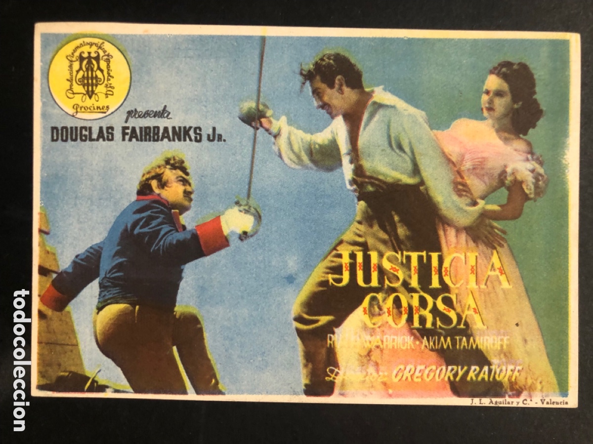 Kino: Programa douglas fairbanks justicia corsa con publicidad cine avenida alcoy A7