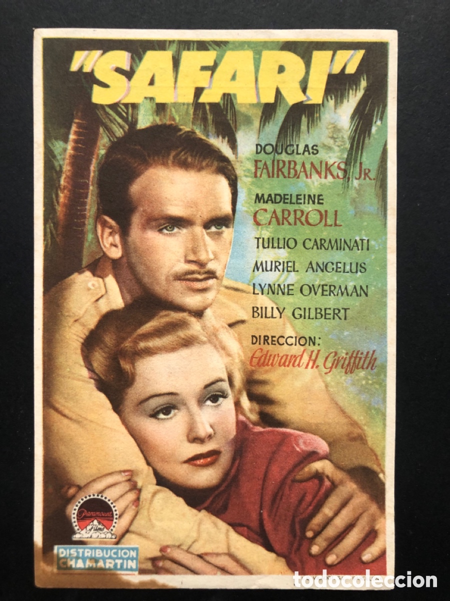 Kino: Programa safari douglas fairbanks madeleine carroll con publicidad cine levante valencia A7