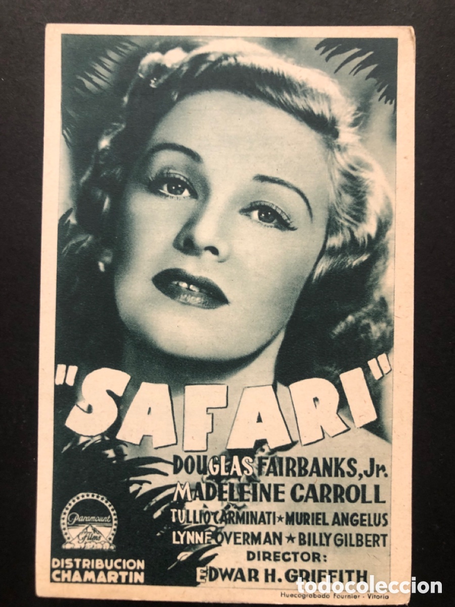 Kino: Programa safari douglas fairbanks madeleine carroll con publicidad teatro regio almansa A7