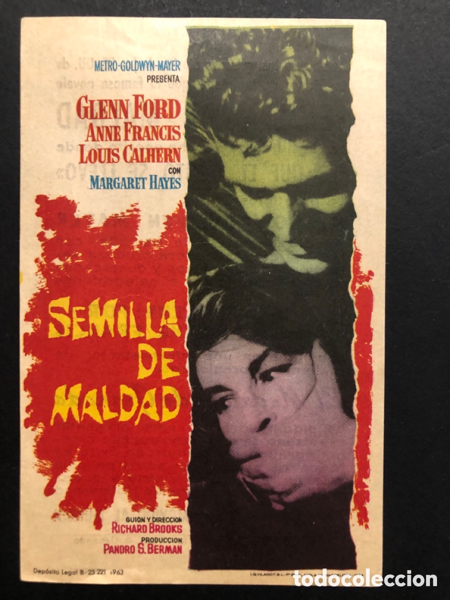 Kino: Programa MGM semilla de maldad Glenn ford con publicidad cine el madrigal de granada
