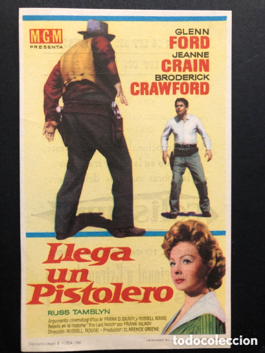Kino: Programa MGM llega un pistolero Glenn ford con publicidad cine coliseum santander