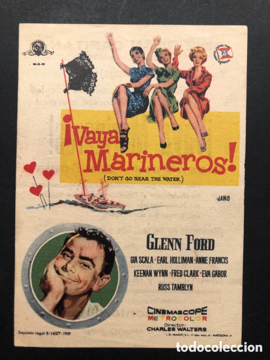 Kino: Programa MGM vaya marineros Glenn ford con publicidad cine gran capit&aacute;n priego